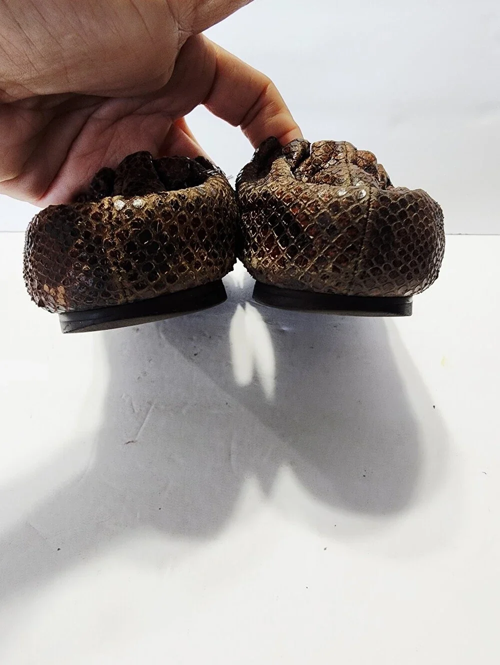 Tory Burch Brown Snake-Print Reva Ballet Flats Size 8